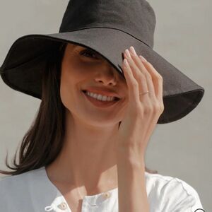 Jenni Kayne Cotton Canvas Sun Hat Black M/L EUC